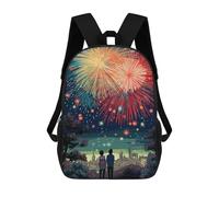 sinyumoney 3D Printed Children's 17inch School Bags New Year Fireworks Backpack Travel Lightweight Backpack Book Bags Kids Boys Girls School Bag