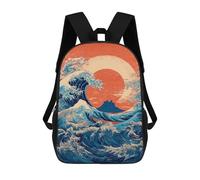 sinyumoney 3D Printed Children's 17inch School Bags Ocean Waves Sunset Art Print-2 Backpack Travel Lightweight Backpack Book Bags Kids Boys Girls School Bag