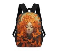 sinyumoney 3D Printed Children's 17inch School Bags Orange Butterflies Backpack Travel Lightweight Backpack Book Bags Kids Boys Girls School Bag