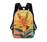 sinyumoney 3D Printed Children's 17inch School Bags Orange Lily Flower Art Print Backpack Travel Lightweight Backpack Book Bags Kids Boys Girls School Bag