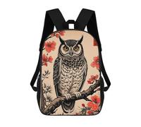 sinyumoney 3D Printed Children's 17inch School Bags Owl Japanese Art Backpack Travel Lightweight Backpack Book Bags Kids Boys Girls School Bag