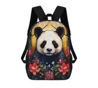 sinyumoney 3D Printed Children's 17inch School Bags Panda Bear Stained Glass Backpack Travel Lightweight Backpack Book Bags Kids Boys Girls School Bag