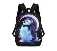 sinyumoney 3D Printed Children's 17inch School Bags Penguin Moon Crescent Backpack Travel Lightweight Backpack Book Bags Kids Boys Girls School Bag