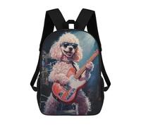 sinyumoney 3D Printed Children's 17inch School Bags Poodle Playing Guitar Painting Backpack Travel Lightweight Backpack Book Bags Kids Boys Girls School Bag
