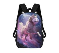 sinyumoney 3D Printed Children's 17inch School Bags Purple Space Dog Backpack Travel Lightweight Backpack Book Bags Kids Boys Girls School Bag