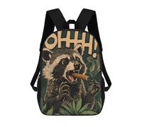 sinyumoney 3D Printed Children's 17inch School Bags Raccoon Smoking Weed Cigar Backpack Travel Lightweight Backpack Book Bags Kids Boys Girls School Bag