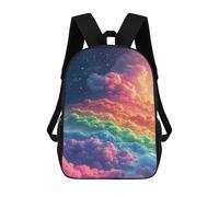 sinyumoney 3D Printed Children's 17inch School Bags Rainbow Clouds Wallpaper Backpack Travel Lightweight Backpack Book Bags Kids Boys Girls School Bag