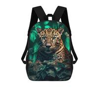 sinyumoney 3D Printed Children's 17inch School Bags Rich Leopard Green Money Backpack Travel Lightweight Backpack Book Bags Kids Boys Girls School Bag