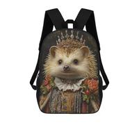 sinyumoney 3D Printed Children's 17inch School Bags Royal Hedgehog Portrait-1 Backpack Travel Lightweight Backpack Book Bags Kids Boys Girls School Bag