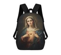 sinyumoney 3D Printed Children's 17inch School Bags Sacred Heart Virgin Mary Painting -1 Backpack Travel Lightweight Backpack Book Bags Kids Boys Girls School Bag