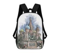 sinyumoney 3D Printed Children's 17inch School Bags Saint Basils Cathedral Backpack Travel Lightweight Backpack Book Bags Kids Boys Girls School Bag
