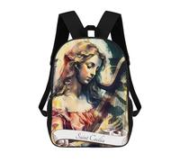 sinyumoney 3D Printed Children's 17inch School Bags Saint Cecilia Patron Music Backpack Travel Lightweight Backpack Book Bags Kids Boys Girls School Bag