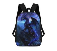 sinyumoney 3D Printed Children's 17inch School Bags Sapphire Stardust Dragon Backpack Travel Lightweight Backpack Book Bags Kids Boys Girls School Bag
