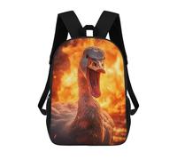 sinyumoney 3D Printed Children's 17inch School Bags Savage Angry Goose Fire Backpack Travel Lightweight Backpack Book Bags Kids Boys Girls School Bag