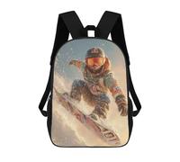 sinyumoney 3D Printed Children's 17inch School Bags Snowboarding Action Shot Backpack Travel Lightweight Backpack Book Bags Kids Boys Girls School Bag
