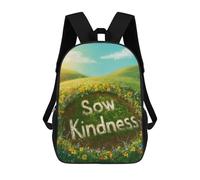 sinyumoney 3D Printed Children's 17inch School Bags Sow Kindness Garden Backpack Travel Lightweight Backpack Book Bags Kids Boys Girls School Bag
