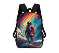 sinyumoney 3D Printed Children's 17inch School Bags Space Astronaut Art Print -2 Backpack Travel Lightweight Backpack Book Bags Kids Boys Girls School Bag