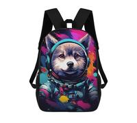 sinyumoney 3D Printed Children's 17inch School Bags Space Dog Explorer-21 Backpack Travel Lightweight Backpack Book Bags Kids Boys Girls School Bag