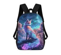 sinyumoney 3D Printed Children's 17inch School Bags Space Fox Animal Backpack Travel Lightweight Backpack Book Bags Kids Boys Girls School Bag