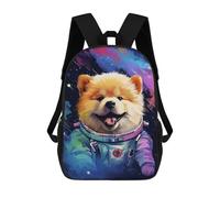sinyumoney 3D Printed Children's 17inch School Bags Space Pomeranian Explorer Backpack Travel Lightweight Backpack Book Bags Kids Boys Girls School Bag