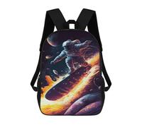 sinyumoney 3D Printed Children's 17inch School Bags Space Surfing Adventure -6 Backpack Travel Lightweight Backpack Book Bags Kids Boys Girls School Bag