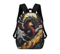 sinyumoney 3D Printed Children's 17inch School Bags Stained Glass Dragon Illustration Backpack Travel Lightweight Backpack Book Bags Kids Boys Girls School Bag