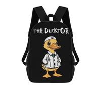 sinyumoney 3D Printed Children's 17inch School Bags The Ducktor Duck Goose Backpack Travel Lightweight Backpack Book Bags Kids Boys Girls School Bag