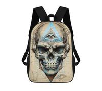 sinyumoney 3D Printed Children's 17inch School Bags Third Eye Blind Skull Backpack Travel Lightweight Backpack Book Bags Kids Boys Girls School Bag