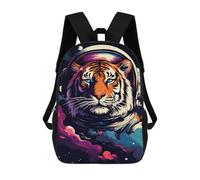 sinyumoney 3D Printed Children's 17inch School Bags Tiger Astronaut Space Art Print-7 Backpack Travel Lightweight Backpack Book Bags Kids Boys Girls School Bag