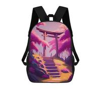 sinyumoney 3D Printed Children's 17inch School Bags Torii Gate And Cherry Blss Backpack Travel Lightweight Backpack Book Bags Kids Boys Girls School Bag