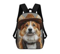sinyumoney 3D Printed Children's 17inch School Bags Western Corgi Charm Backpack Travel Lightweight Backpack Book Bags Kids Boys Girls School Bag