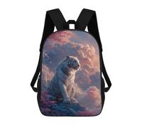 sinyumoney 3D Printed Children's 17inch School Bags White Tiger in Fantasy Land Backpack Travel Lightweight Backpack Book Bags Kids Boys Girls School Bag
