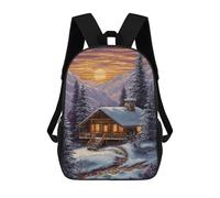 sinyumoney 3D Printed Children's 17inch School Bags Winter Cabin in Mountains-2 Backpack Travel Lightweight Backpack Book Bags Kids Boys Girls School Bag
