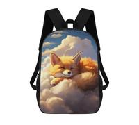 sinyumoney 3D Printed Children's 17inch Sleeping Fox on Clouds School Backpack High Capacity Travel Book School Bags for Boys Elementary And Middle School Students