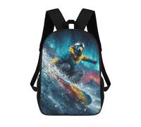 sinyumoney 3D Printed Children's 17inch Snowboarding Adventure in Winter-1 School Backpack High Capacity Travel Book School Bags for Boys Elementary And Middle School Students
