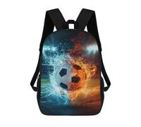sinyumoney 3D Printed Children's 17inch Soccer Ball Fire Water Effect School Backpack High Capacity Travel Book School Bags for Boys Elementary And Middle School Students