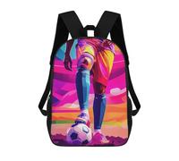 sinyumoney 3D Printed Children's 17inch Soccer Player in Vivid Colors School Backpack High Capacity Travel Book School Bags for Boys Elementary And Middle School Students