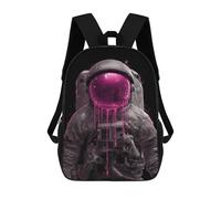 sinyumoney 3D Printed Children's 17inch Space Astronaut Pink Paint School Backpack High Capacity Travel Book School Bags for Boys Elementary And Middle School Students