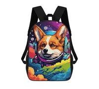 sinyumoney 3D Printed Children's 17inch Space Dog Adventure-158 School Backpack High Capacity Travel Book School Bags for Boys Elementary And Middle School Students