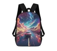 sinyumoney 3D Printed Children's 17inch Space Galactic Highway School Backpack High Capacity Travel Book School Bags for Boys Elementary And Middle School Students