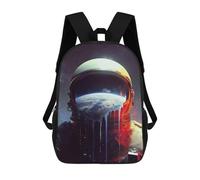 sinyumoney 3D Printed Children's 17inch Space Helmet with Earth Reflection-1 School Backpack High Capacity Travel Book School Bags for Boys Elementary And Middle School Students