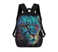sinyumoney 3D Printed Children's 17inch Stylish Leopard Glasses Art Print School Backpack High Capacity Travel Book School Bags for Boys Elementary And Middle School Students