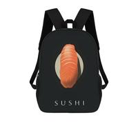 sinyumoney 3D Printed Children's 17inch Sushi Obsession School Backpack High Capacity Travel Book School Bags for Boys Elementary And Middle School Students