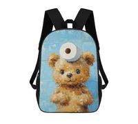 sinyumoney 3D Printed Children's 17inch Teddy Bear with Toilet Paper School Backpack High Capacity Travel Book School Bags for Boys Elementary And Middle School Students