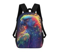 sinyumoney 3D Printed Children's 17inch The Chatty Parrot School Backpack High Capacity Travel Book School Bags for Boys Elementary And Middle School Students