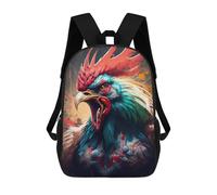 sinyumoney 3D Printed Children's 17inch The Excited Cock School Backpack High Capacity Travel Book School Bags for Boys Elementary And Middle School Students