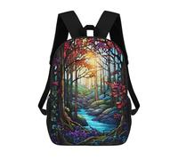 sinyumoney 3D Printed Children's 17inch The Tranquil Flow School Backpack High Capacity Travel Book School Bags for Boys Elementary And Middle School Students