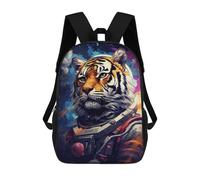 sinyumoney 3D Printed Children's 17inch Tiger Astronaut Space Suit-6 School Backpack High Capacity Travel Book School Bags for Boys Elementary And Middle School Students