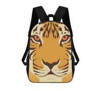sinyumoney 3D Printed Children's 17inch Tiger Close-Up School Backpack High Capacity Travel Book School Bags for Boys Elementary And Middle School Students