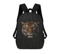 sinyumoney 3D Printed Children's 17inch Tiger Head String Art School Backpack High Capacity Travel Book School Bags for Boys Elementary And Middle School Students